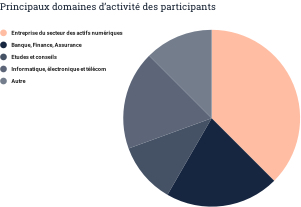 Principaux domaines d’activité des participants